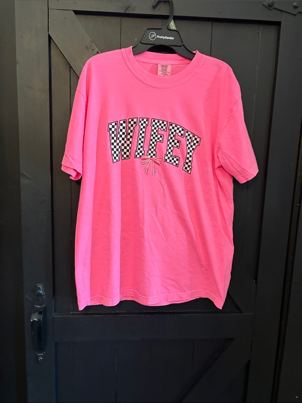 Comfort Colors Pink "Wifey" Checkerboard Tee